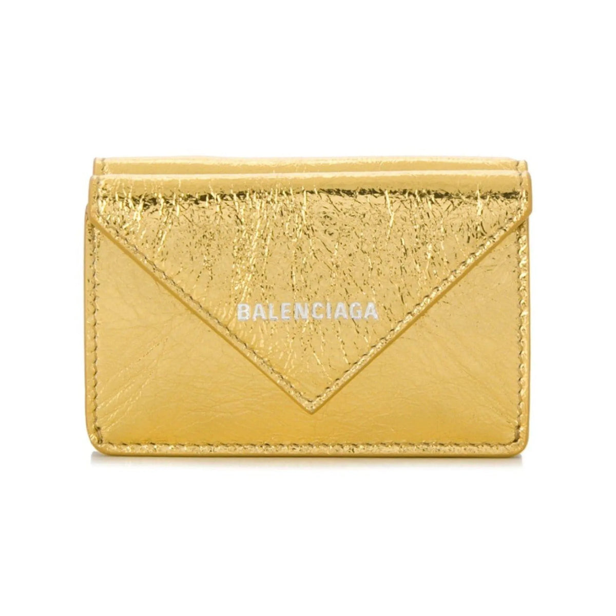 Balenciaga Papier Gold Arena Lambskin Mini Trifold Wallet