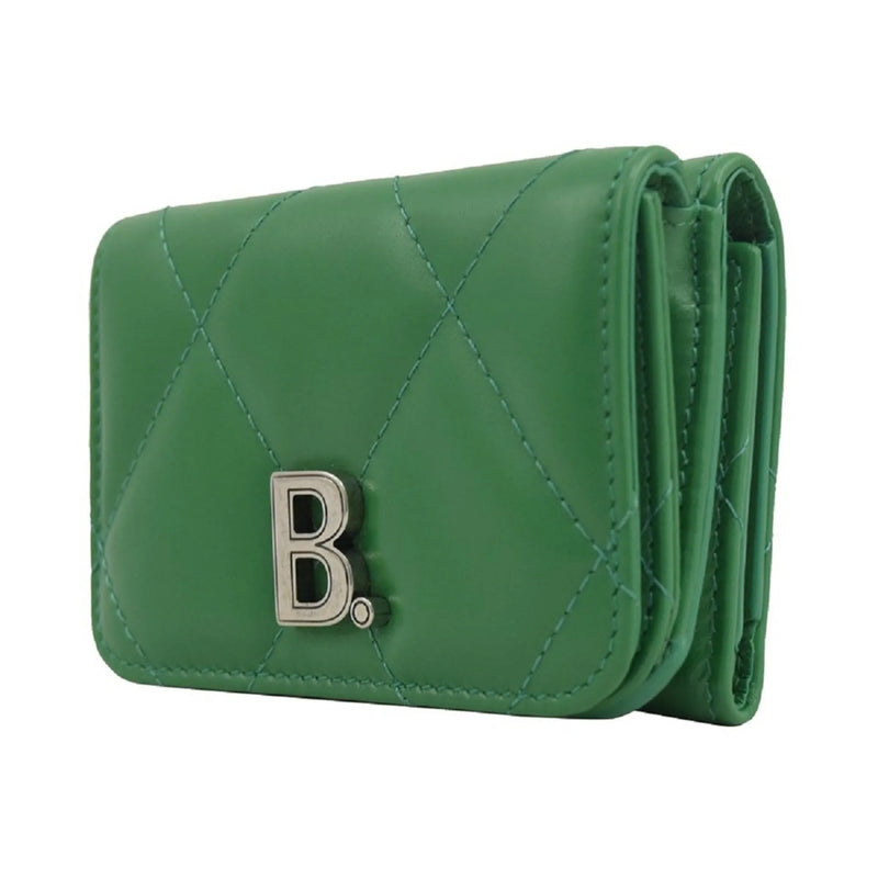 Balenciaga Touch Leaf Green Nappa Leather Quilted Mini Trifold Wallet