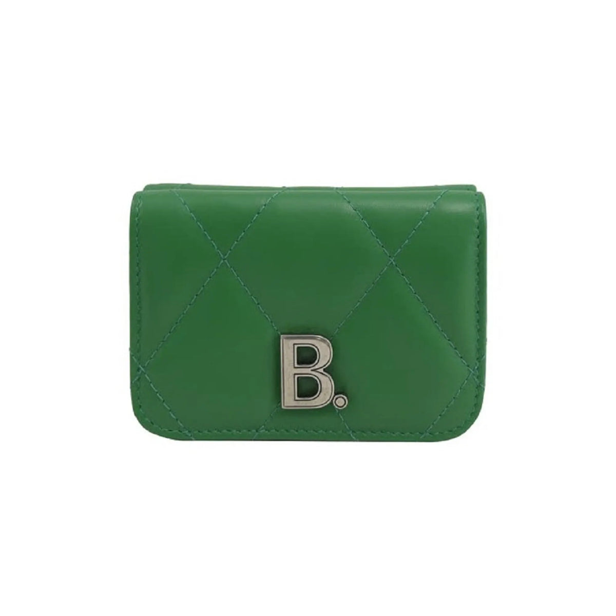 Balenciaga Touch Leaf Green Nappa Leather Quilted Mini Trifold Wallet