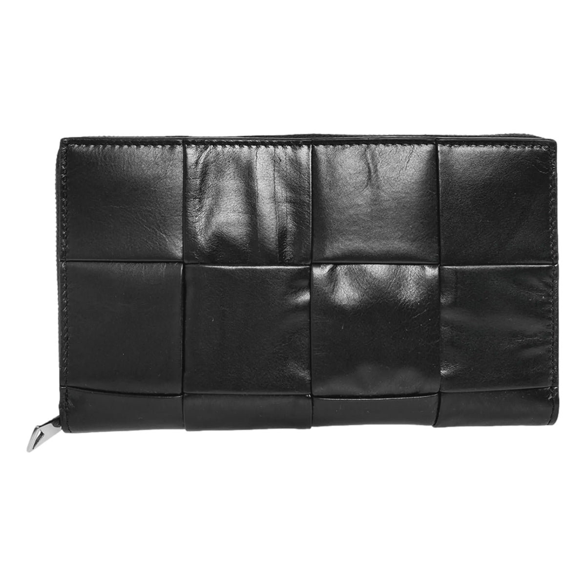 Bottega Veneta Intrecciato Cassette Black Leather Zip Wallet