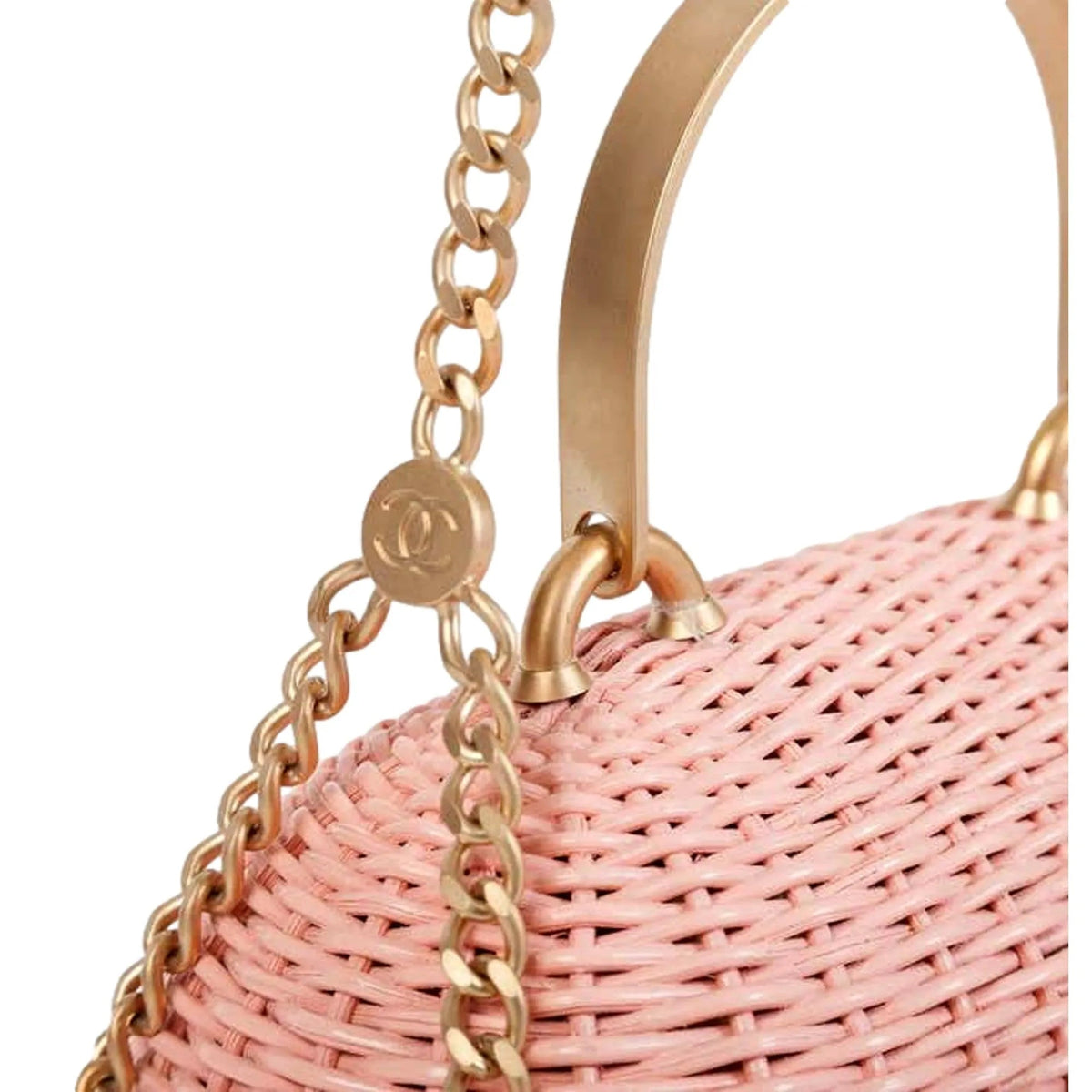 Chanel Pink Oval Wicker Heart CC Charm Closure 2 - Way Handle Crossbody Bag - Handbags - Clayton's Online Store