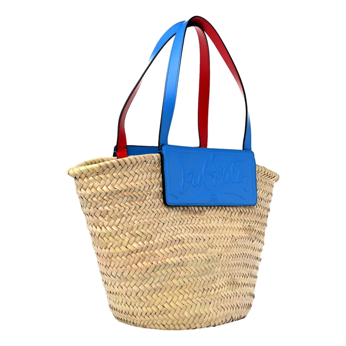 Christian Louboutin Loubishore Blue Woven Raffia Large Tote Bag