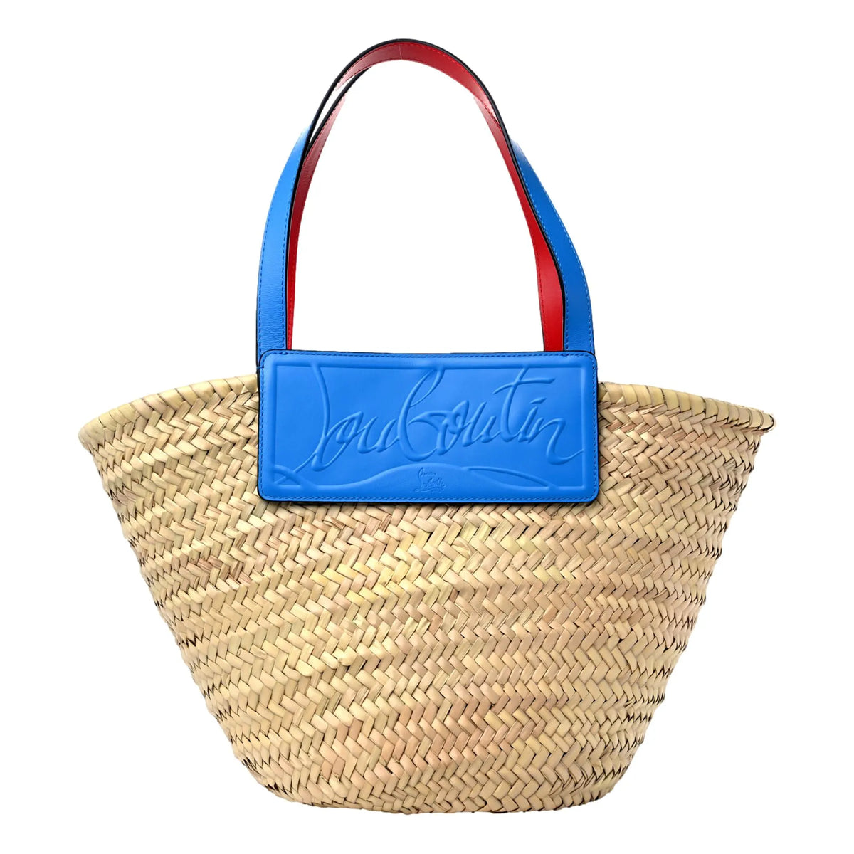 Christian Louboutin Loubishore Blue Woven Raffia Large Tote Bag