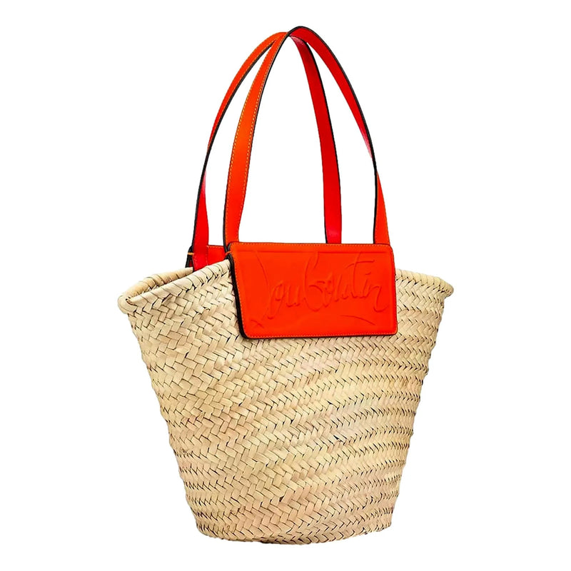 Christian Louboutin Loubishore Orange Woven Raffia Large Tote Bag - Handbags - Clayton's Online Store