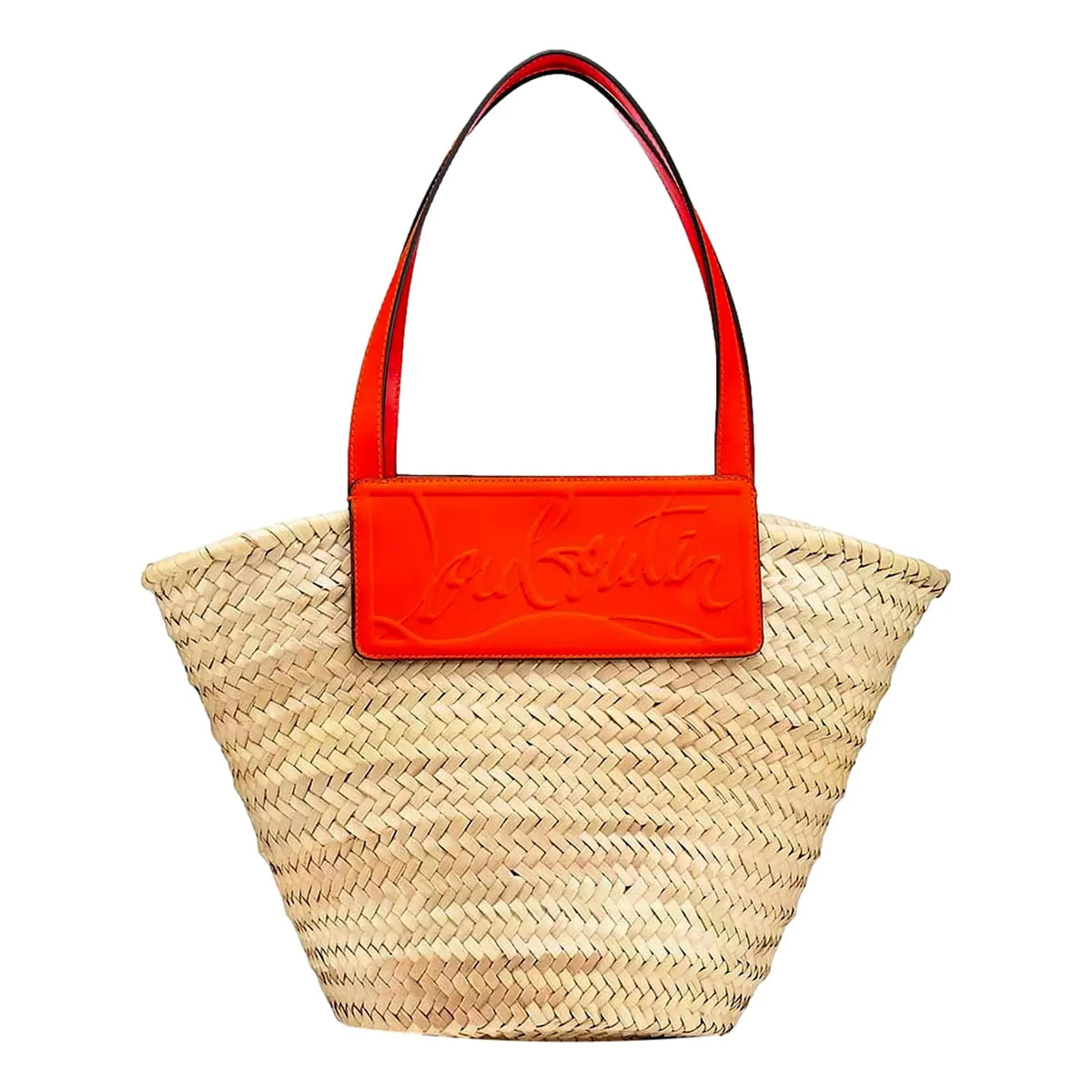 Christian Louboutin Loubishore Orange Woven Raffia Large Tote Bag - Handbags - Clayton's Online Store