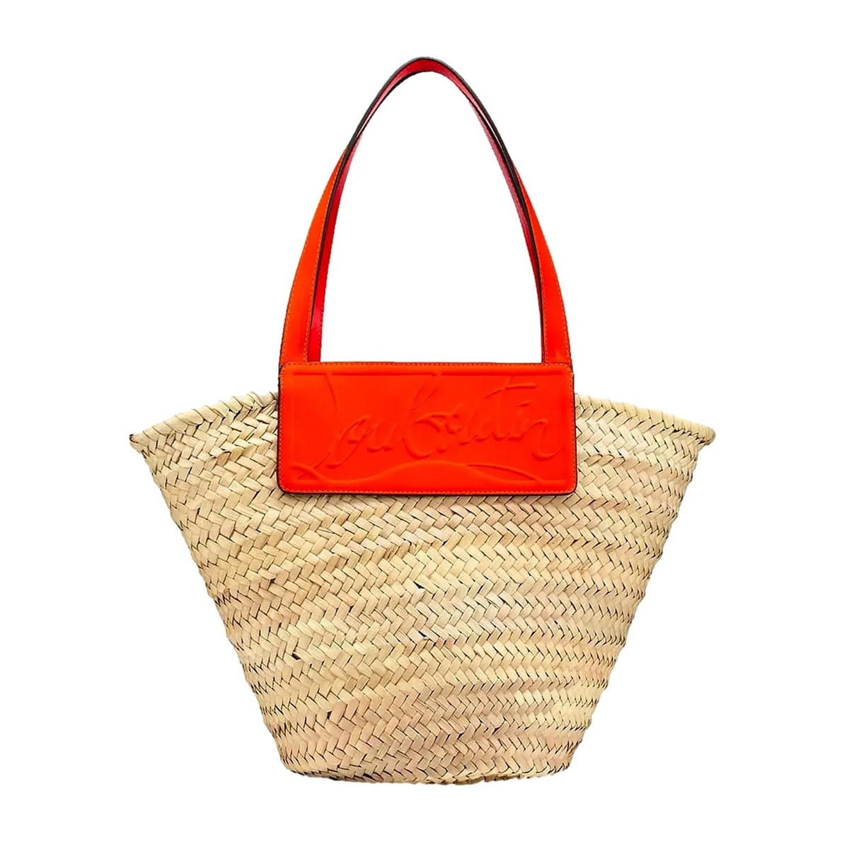 Christian Louboutin Loubishore Orange Woven Raffia Large Tote Bag - Handbags - Clayton's Online Store