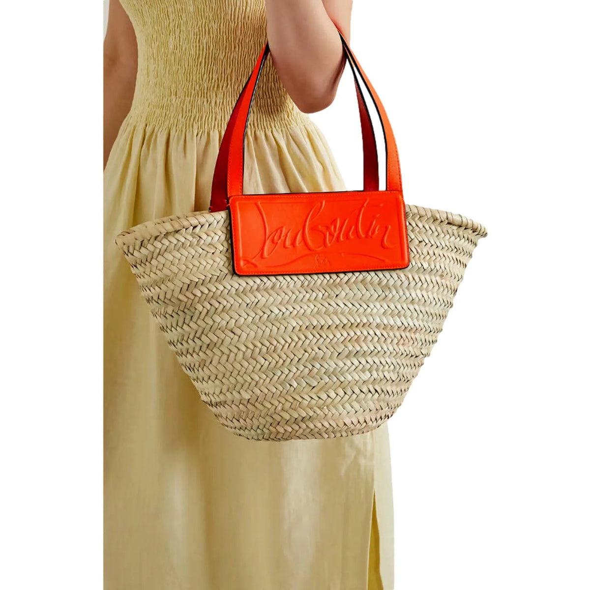 Christian Louboutin Loubishore Orange Woven Raffia Large Tote Bag - Handbags - Clayton's Online Store