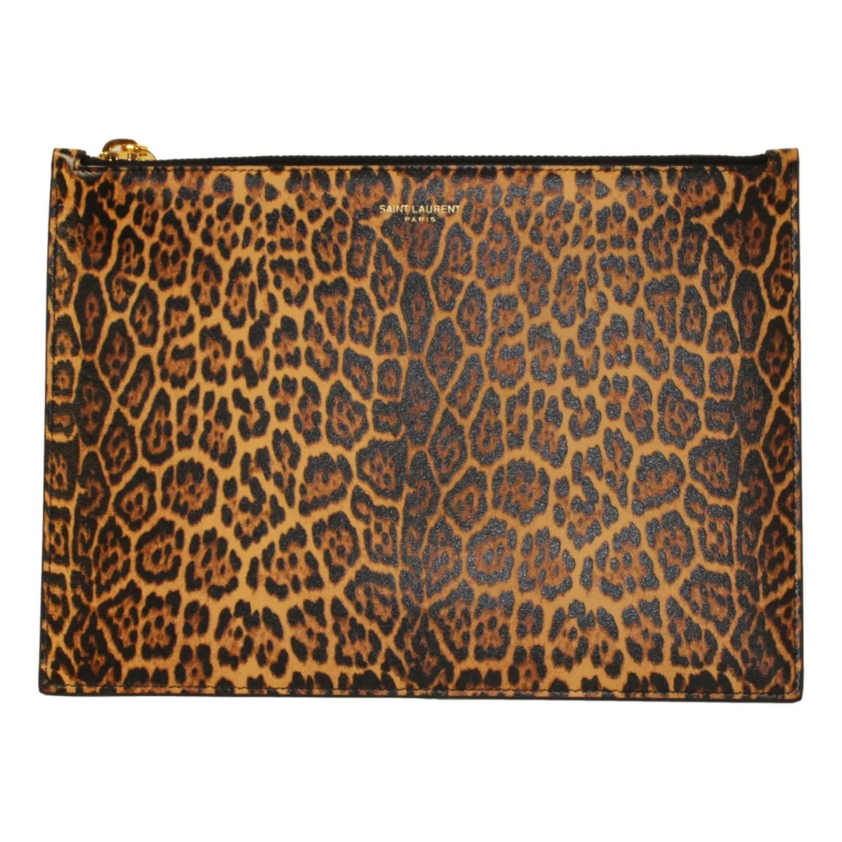 Saint Laurent Leopard Printed Calfskin Leather Medium Pouch