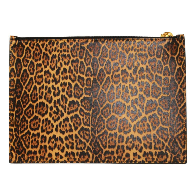 Saint Laurent Leopard Printed Calfskin Leather Medium Pouch