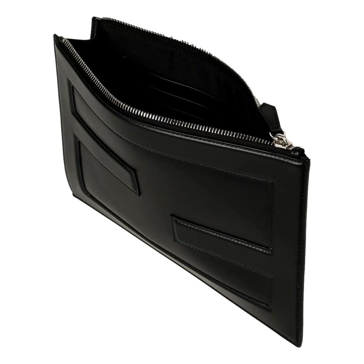 Fendi Baguette Black Calf Leather Embossed Clutch