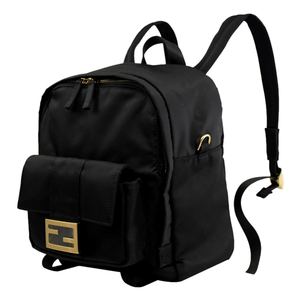 Fendi Baguette Black Nylon Gold Logo Small Travel Backpack Bag - Handbags - Clayton's Online Store