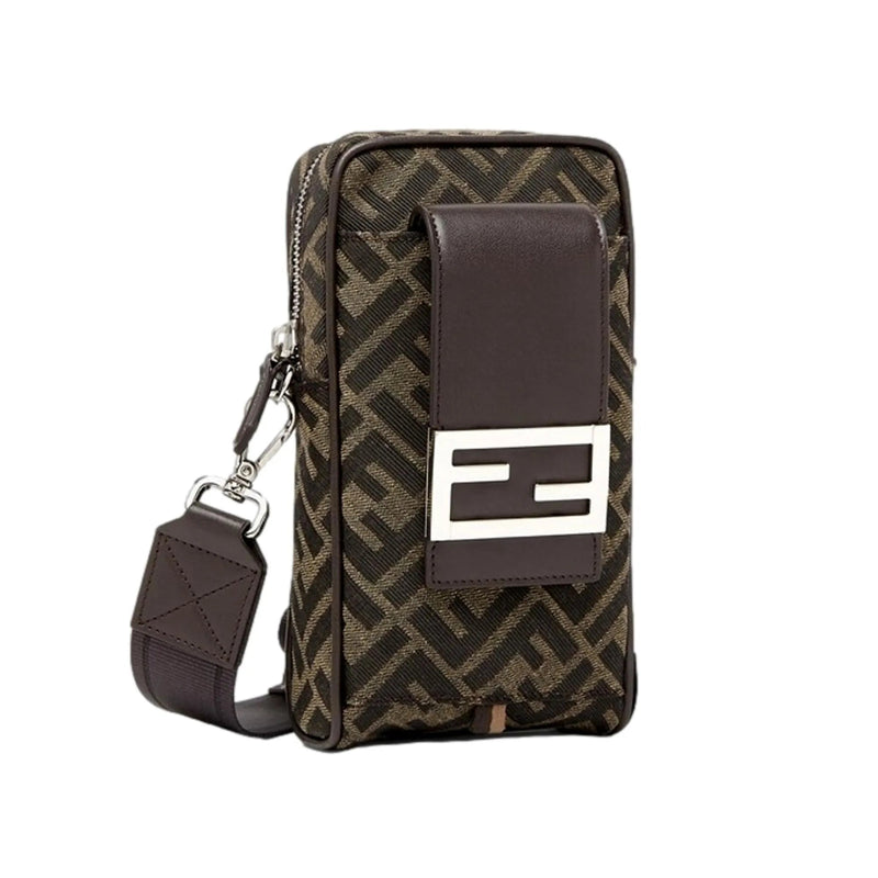 Fendi Baguette Brown Zucca Canvas Phone Holder Crossbody Bag - Handbags - Clayton's Online Store