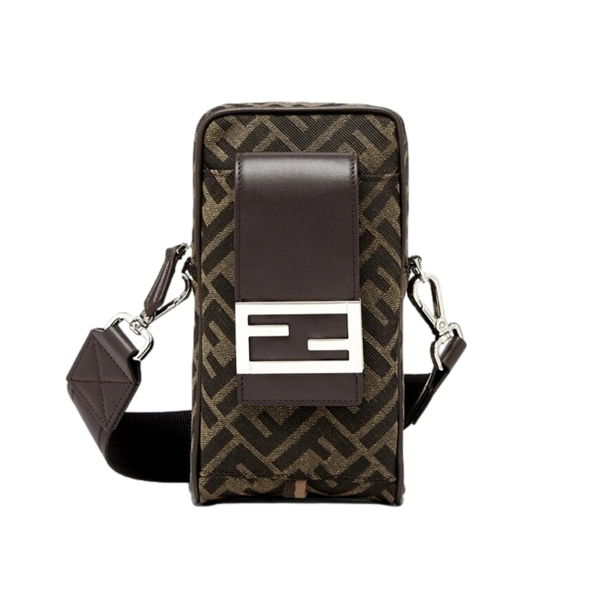 Fendi Baguette Brown Zucca Canvas Phone Holder Crossbody Bag - Handbags - Clayton's Online Store