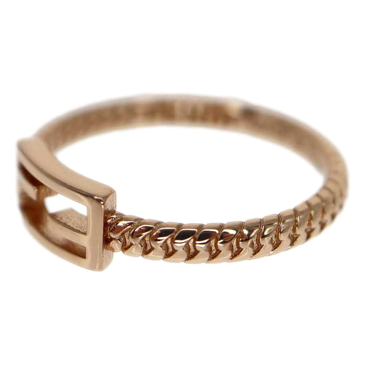 Fendi Baguette FF Logo Ring Rose Gold Twist Metal Band Size Large - Jewelry - Clayton's Online Store