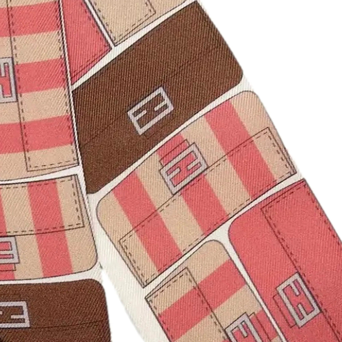 Fendi Baguette Print Wrappy Scarf Silk Foulard Pink Dalia Multicolor - Scarves and Shawls - Clayton's Online Store