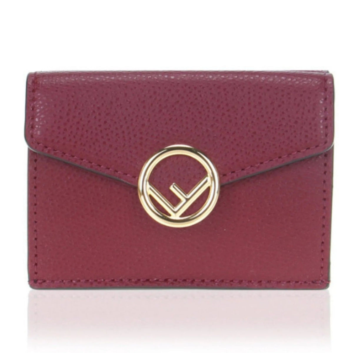 Fendi Calf Leather F Logo Barola Red Micro Trifold Wallet - Wallets - Clayton's Online Store