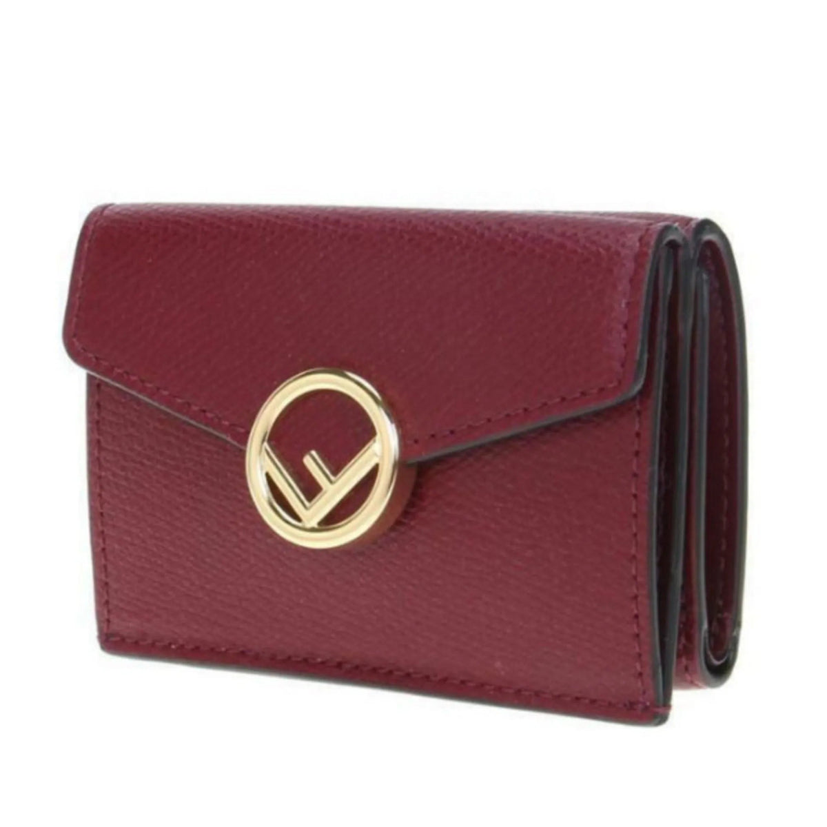 Fendi Calf Leather F Logo Barola Red Micro Trifold Wallet - Wallets - Clayton's Online Store