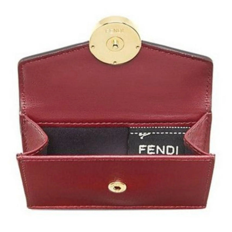 Fendi Calf Leather F Logo Barola Red Micro Trifold Wallet - Wallets - Clayton's Online Store