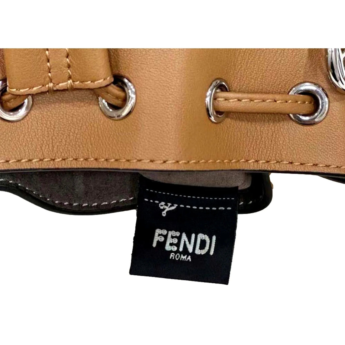 FENDI Calfskin F is 3D Flower Mini Mon Tresor Bucket Bag Brown Tan - Handbags - Clayton's Online Store