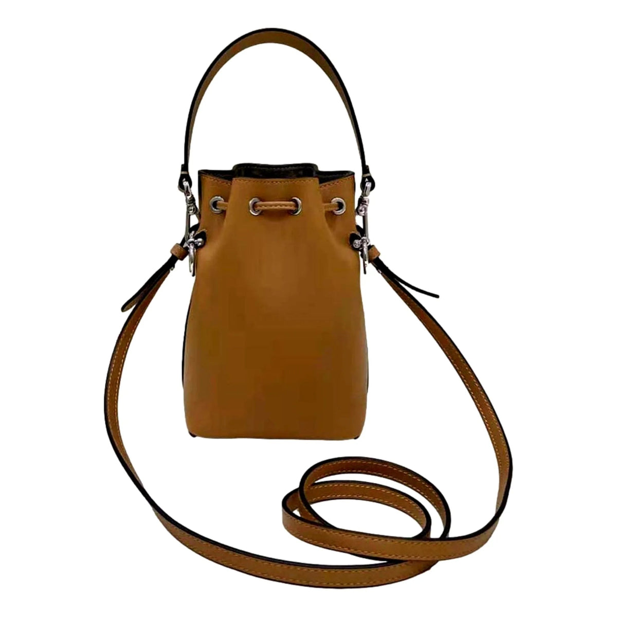 FENDI Calfskin F is 3D Flower Mini Mon Tresor Bucket Bag Brown Tan - Handbags - Clayton's Online Store