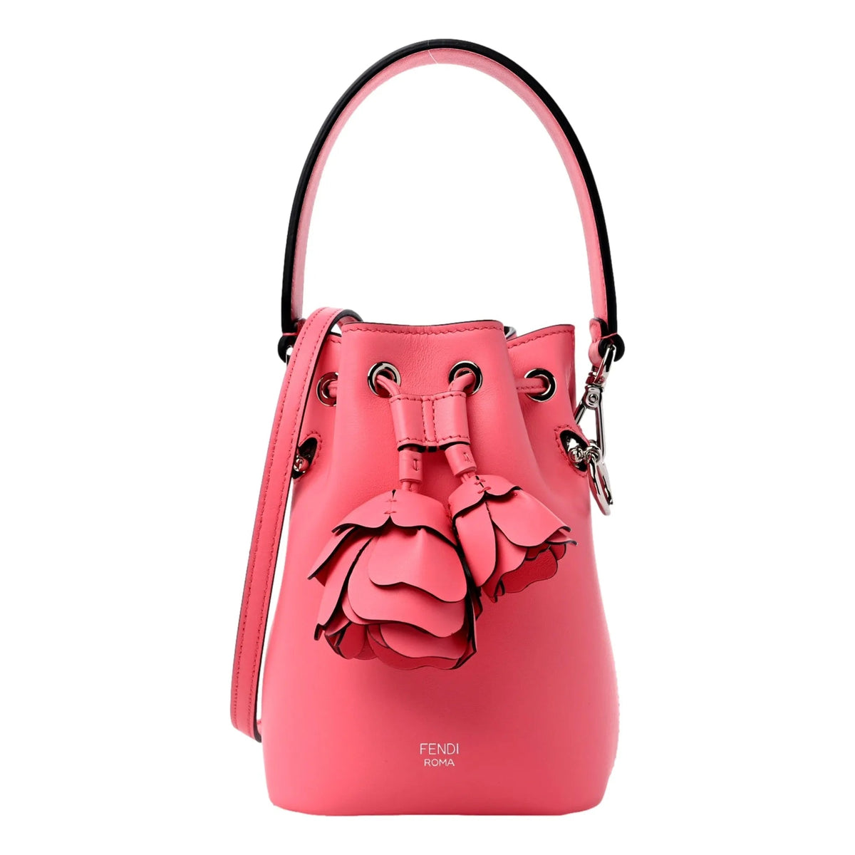 Fendi Calfskin F is Fendi 3D Flower Mini Mon Tresor Bucket Bag Pink - Handbags - Clayton's Online Store