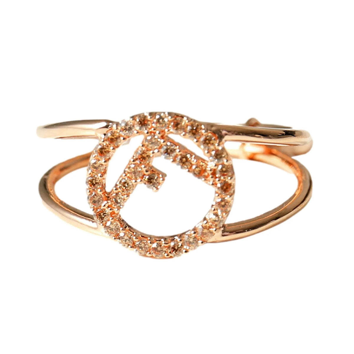 Fendi F is Fendi Circle Logo Crystal Ring Rose Gold Metal Size Large - Jewelry - Clayton's Online Store