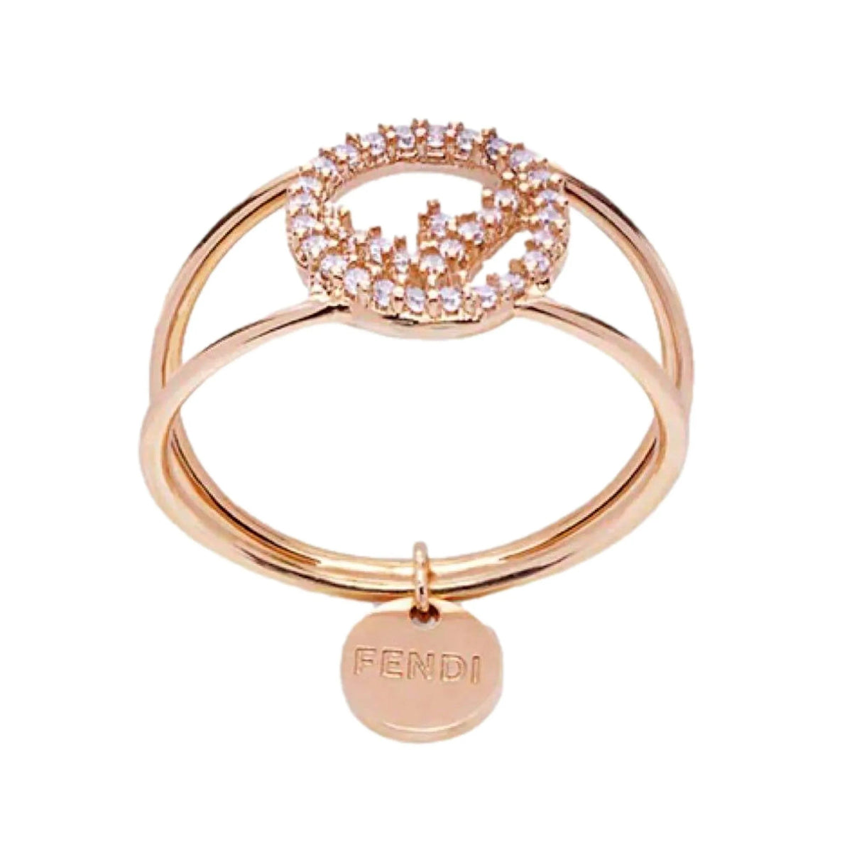 Fendi F is Fendi Circle Logo Crystal Ring Rose Gold Metal Size Large - Jewelry - Clayton's Online Store