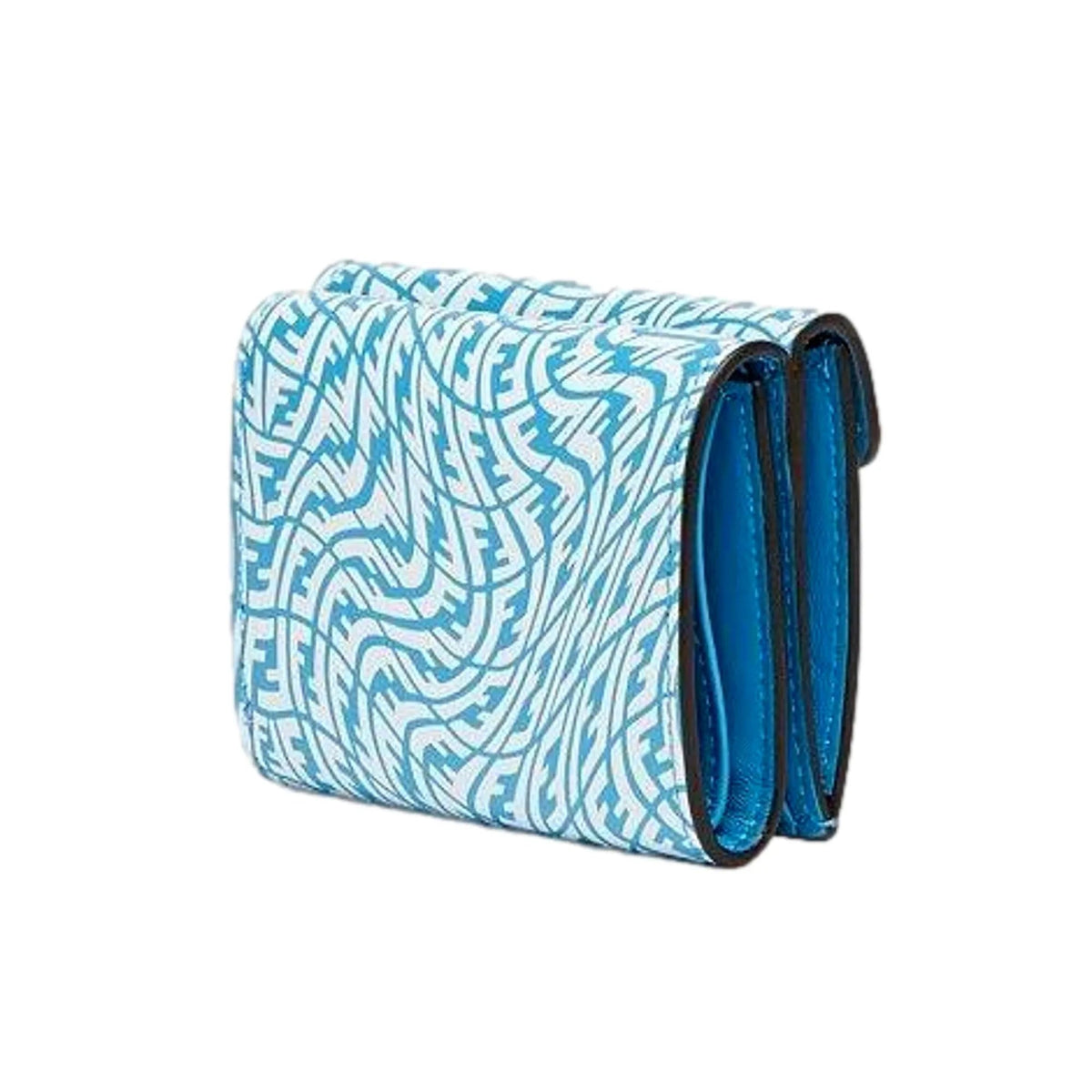 Fendi F is Fendi Cyber Blue Leather Vertigo Print Small Trifold Wallet - Wallets - Clayton's Online Store