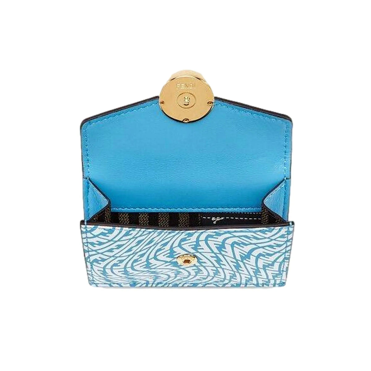 Fendi F is Fendi Cyber Blue Leather Vertigo Print Small Trifold Wallet - Wallets - Clayton's Online Store