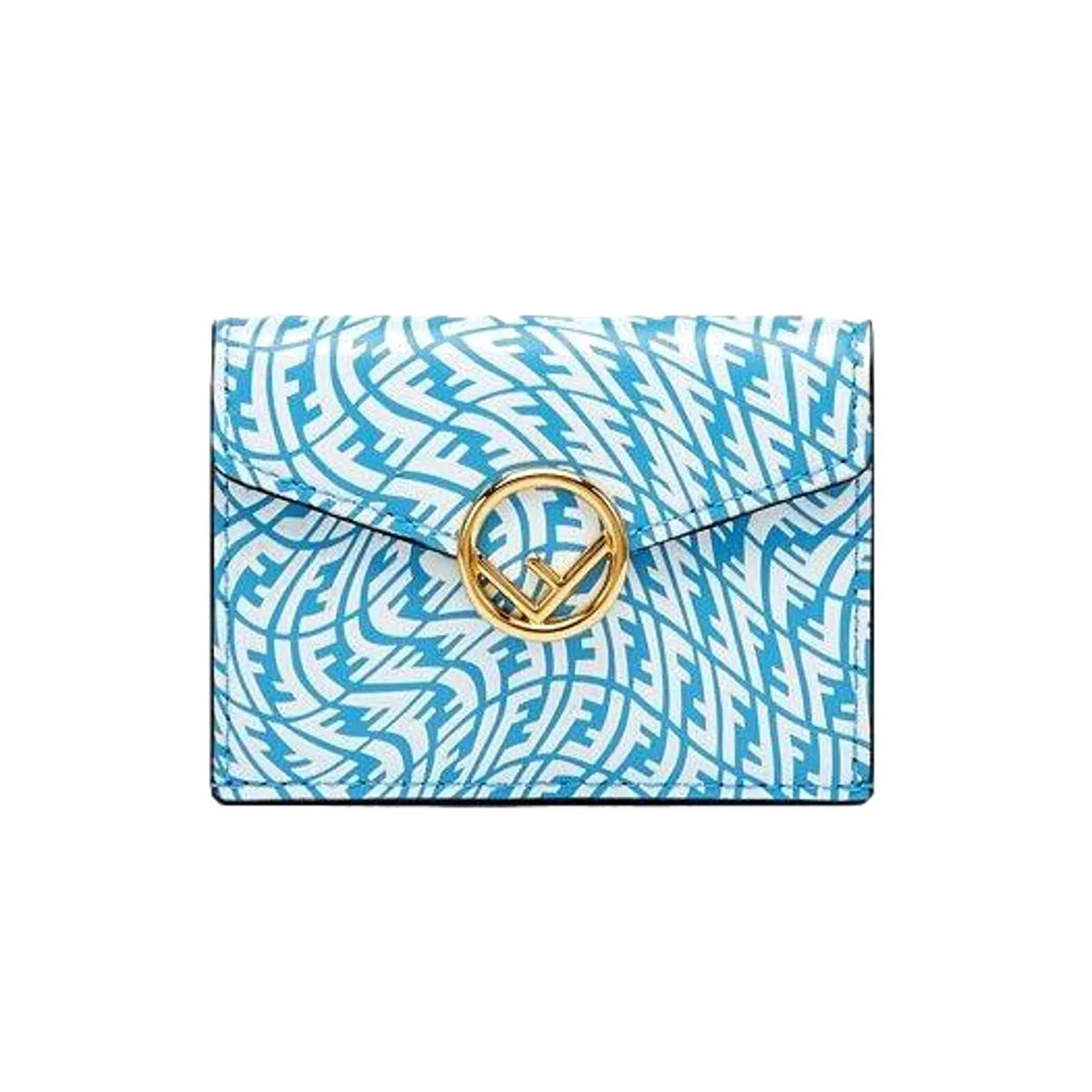 Fendi F is Fendi Cyber Blue Leather Vertigo Print Small Trifold Wallet - Wallets - Clayton's Online Store