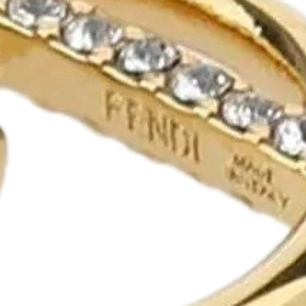 Fendi F is Fendi Logo Earcuff Hoop White Crystal Gold Tone Metal - Jewelry - Clayton's Online Store