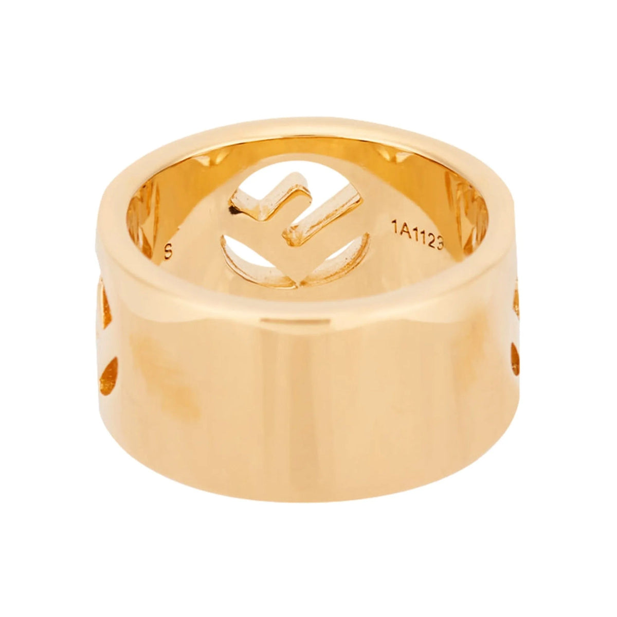 Fendi F is Fendi Logo Ring Wide Band Crystal Gold Metal Size Large - Jewelry - Clayton's Online Store