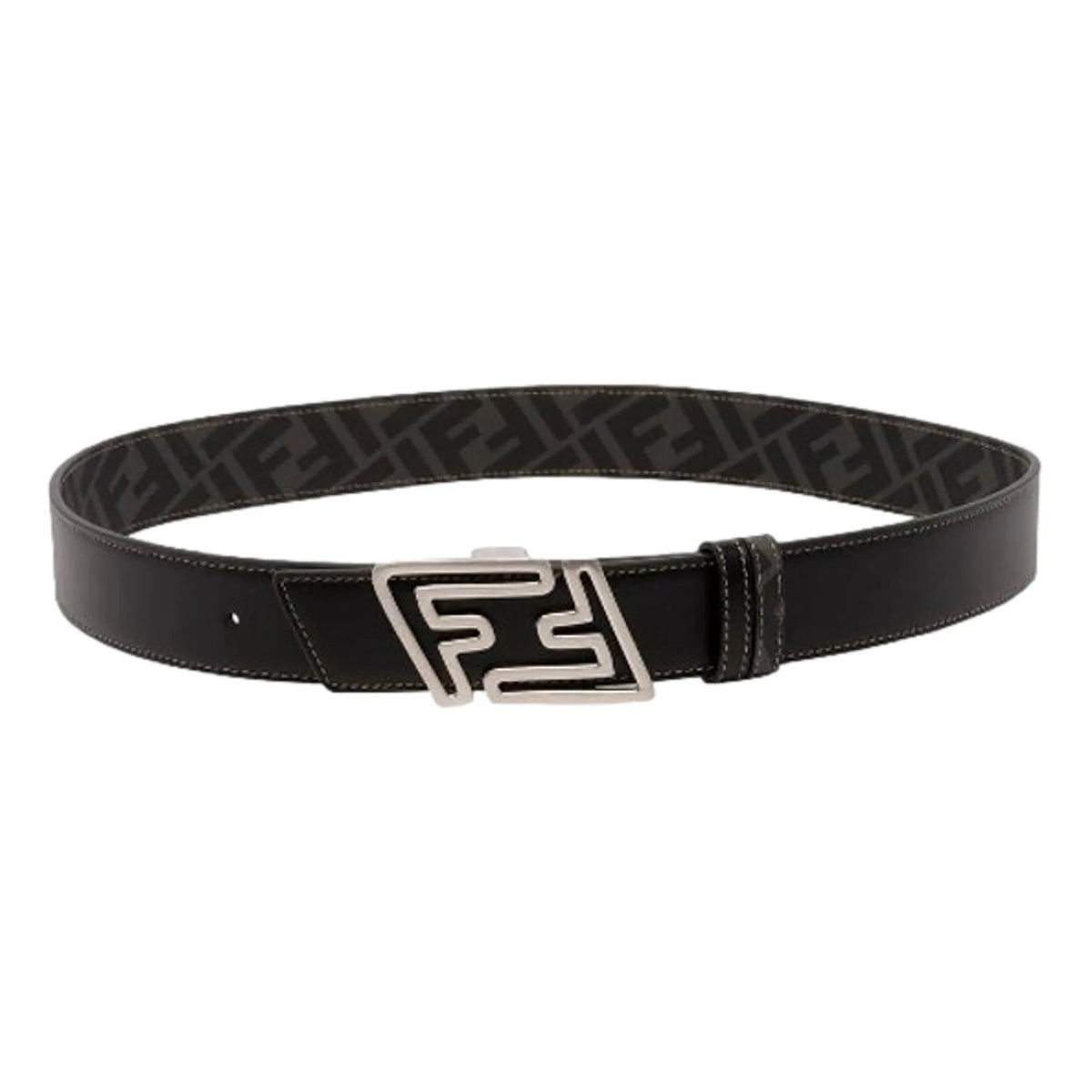 Fendi The Faster Men's Asphalt and Brown Belt Size 85