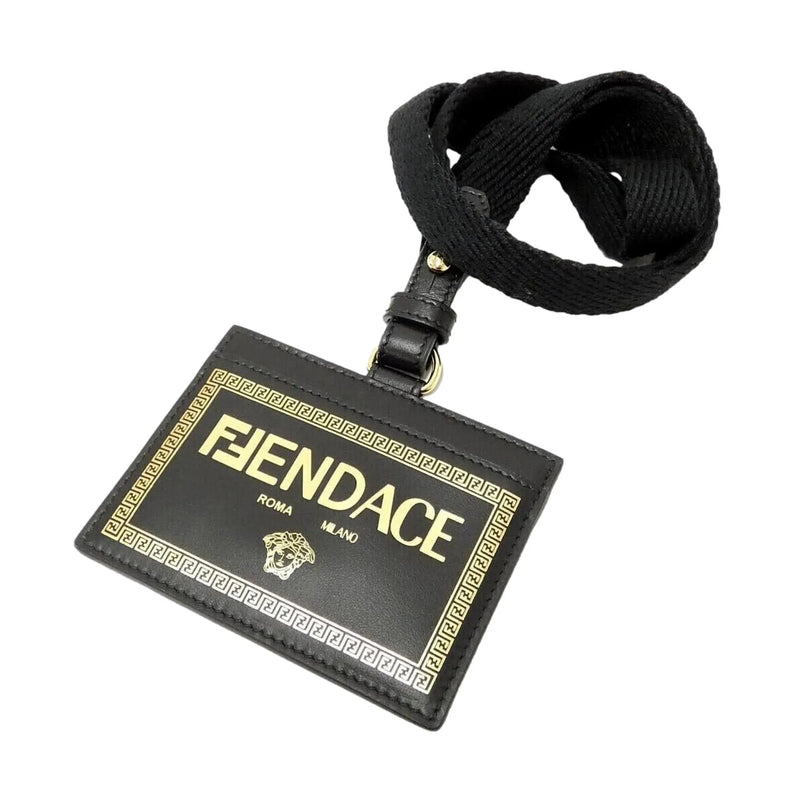 Fendi Fendace Black Leather Card Case Wallet Lanyard - Wallets - Clayton's Online Store