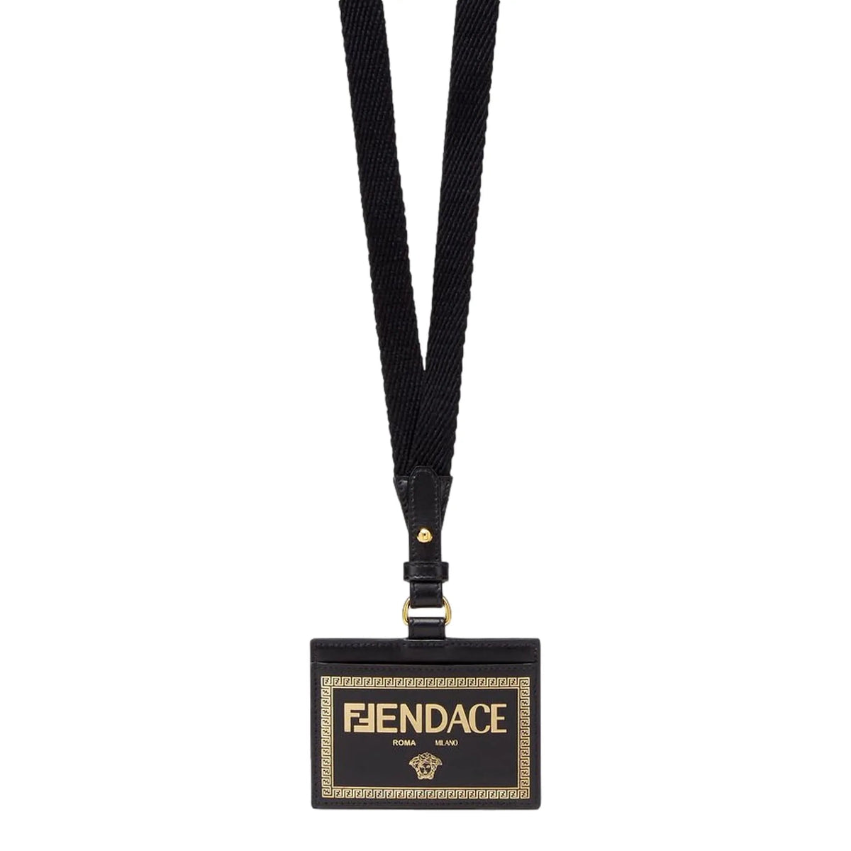 Fendi Fendace Black Leather Card Case Wallet Lanyard - Wallets - Clayton's Online Store