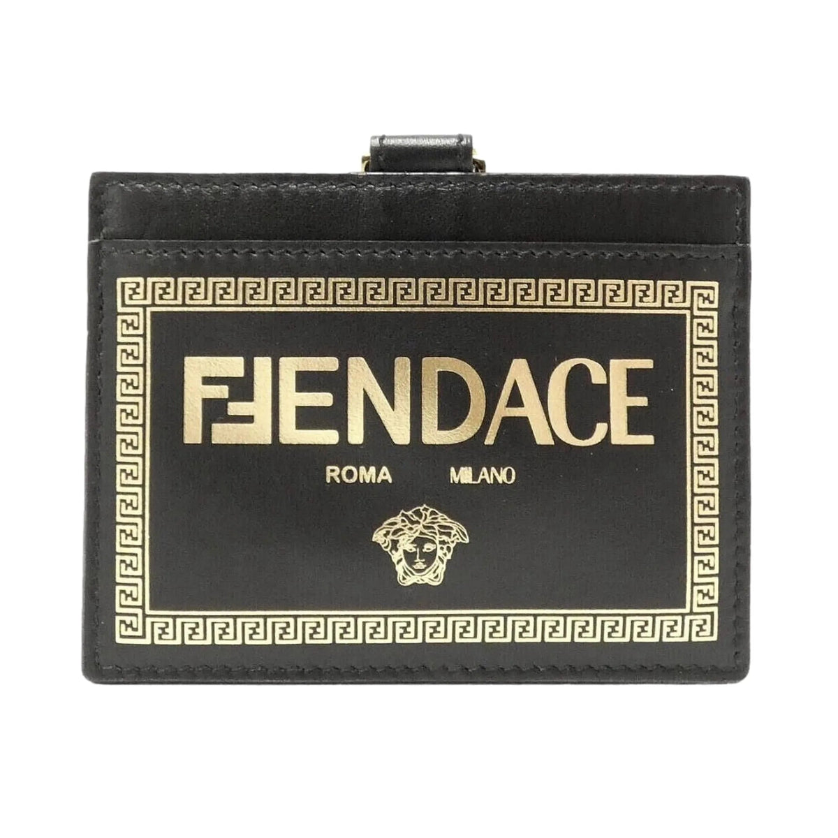 Fendi Fendace Black Leather Card Case Wallet Lanyard - Wallets - Clayton's Online Store