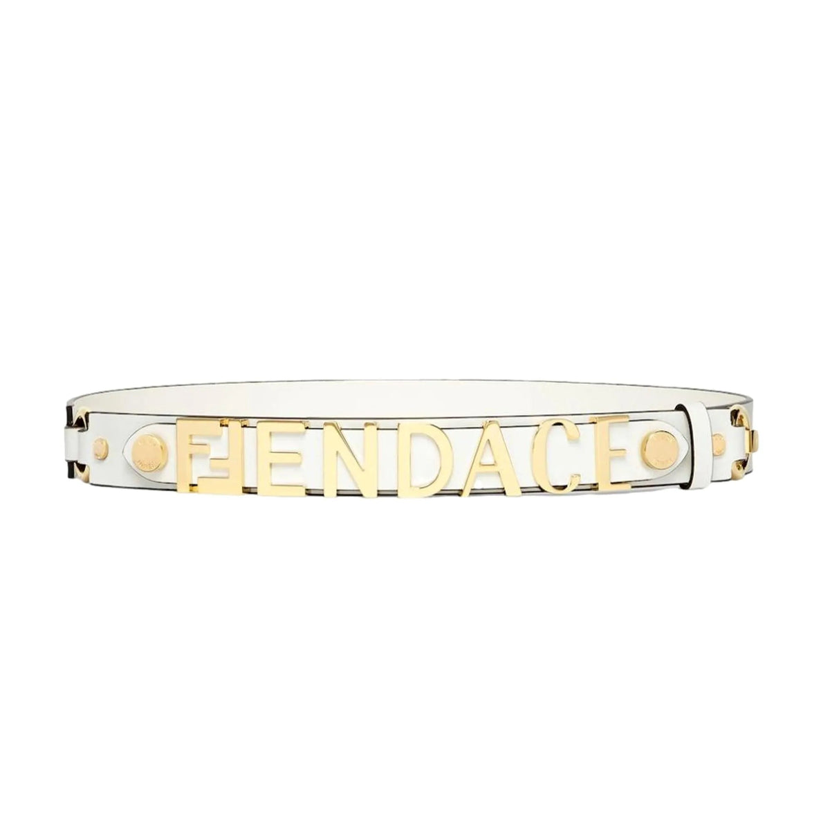 Fendi Fendace Gold Logo Ivory Leather Belt Size 85 - Belts - Clayton's Online Store