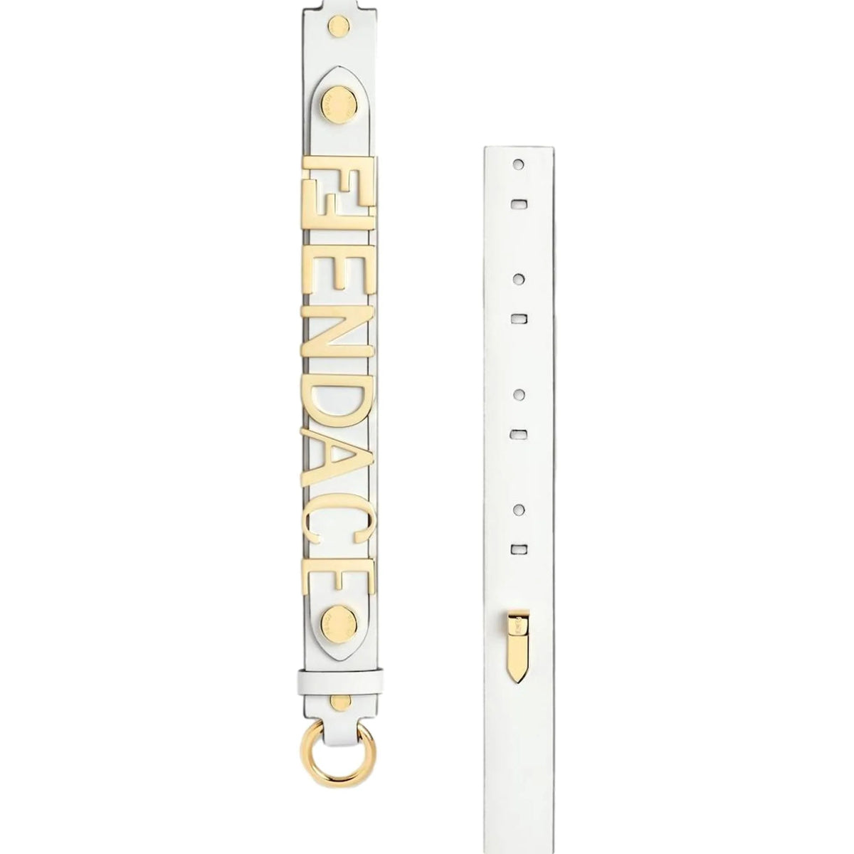 Fendi Fendace Gold Logo Ivory Leather Belt Size 85 - Belts - Clayton's Online Store