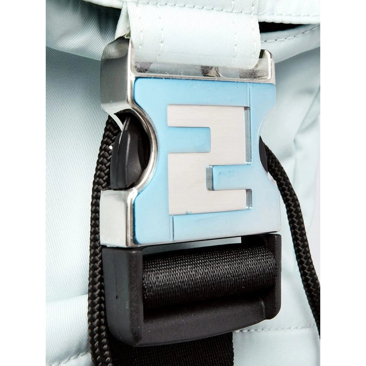 Fendi Fendiness Cyber Blue Nylon Buckle Mini Backpack Crossbody Bag - Handbags - Clayton's Online Store