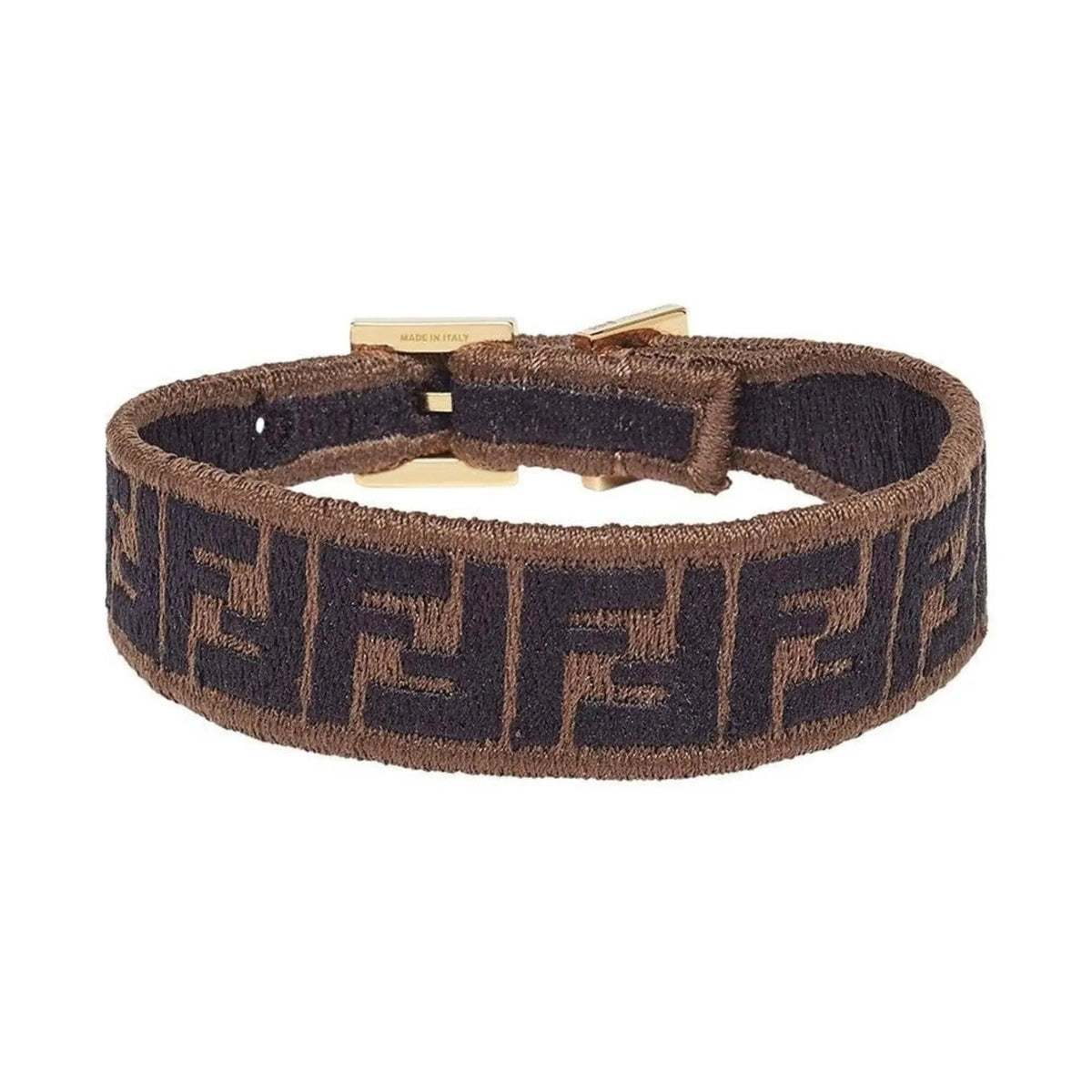 Fendi FF Embroidered Brown Cyber Blue Kit Bracelet