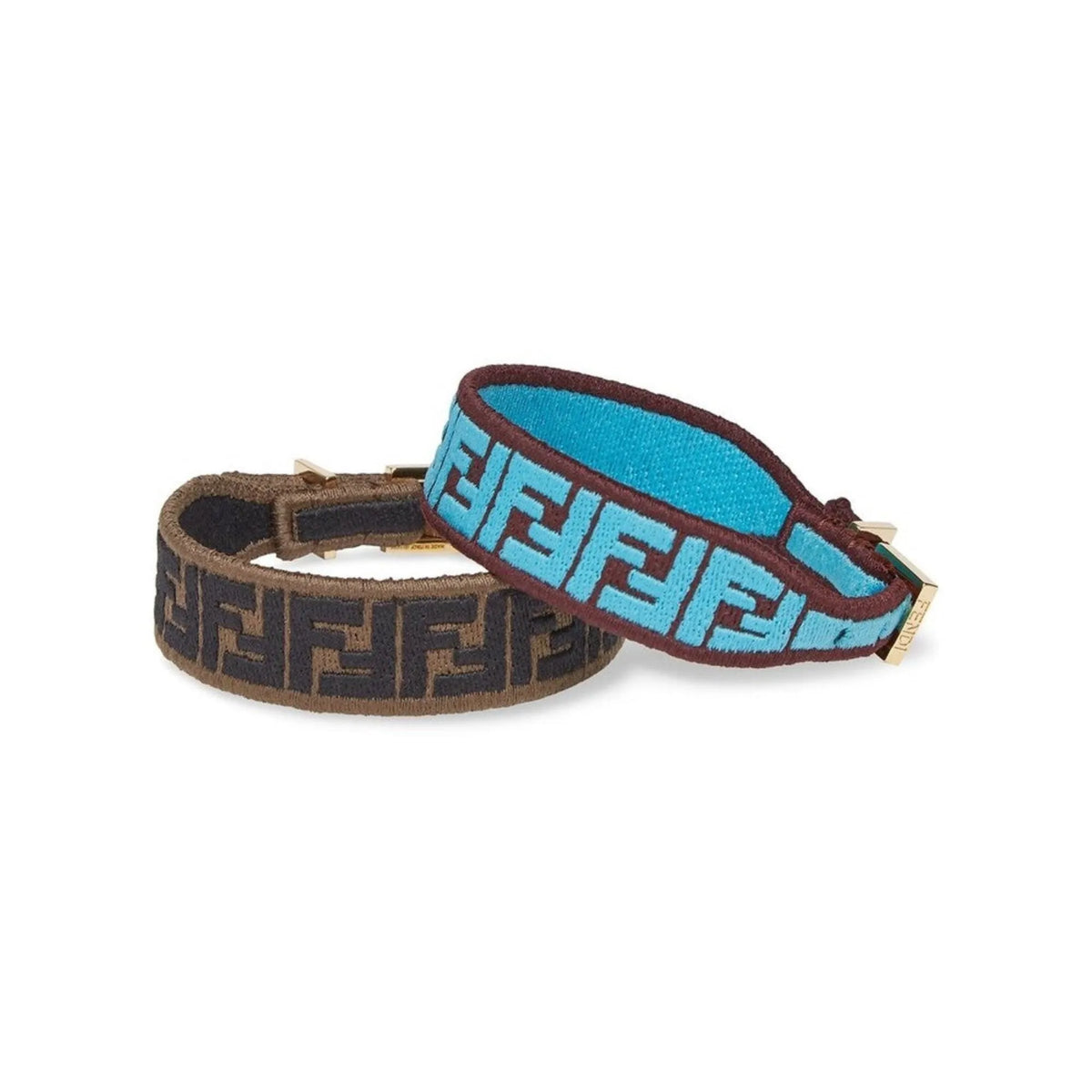 Fendi FF Embroidered Brown Cyber Blue Kit Bracelet