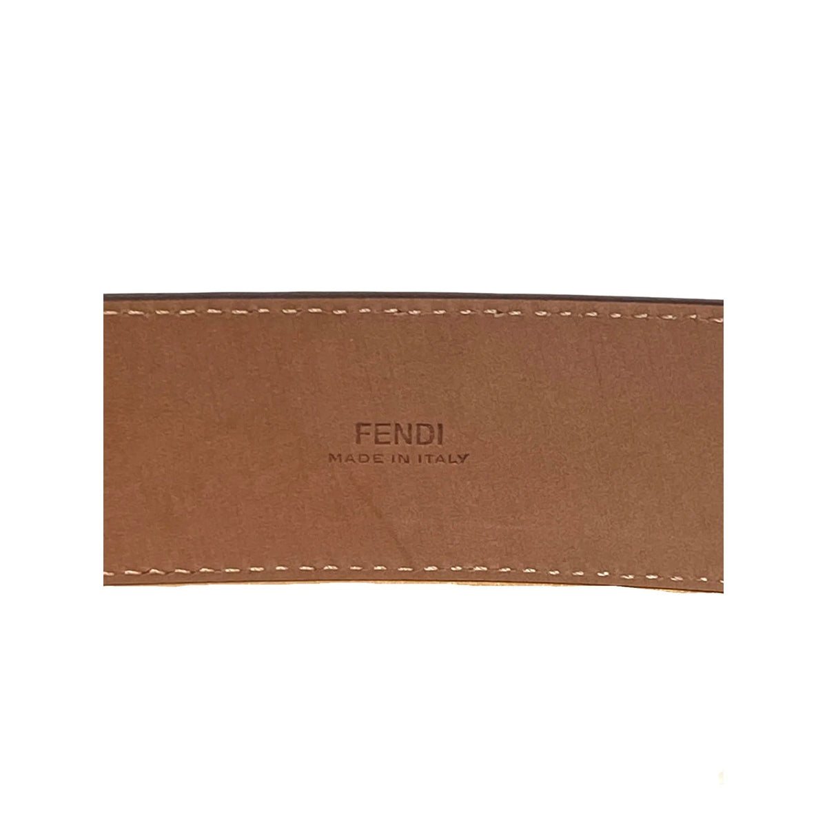 Fendi FF Logo Ebano Brown Pebbled Leather Belt 105