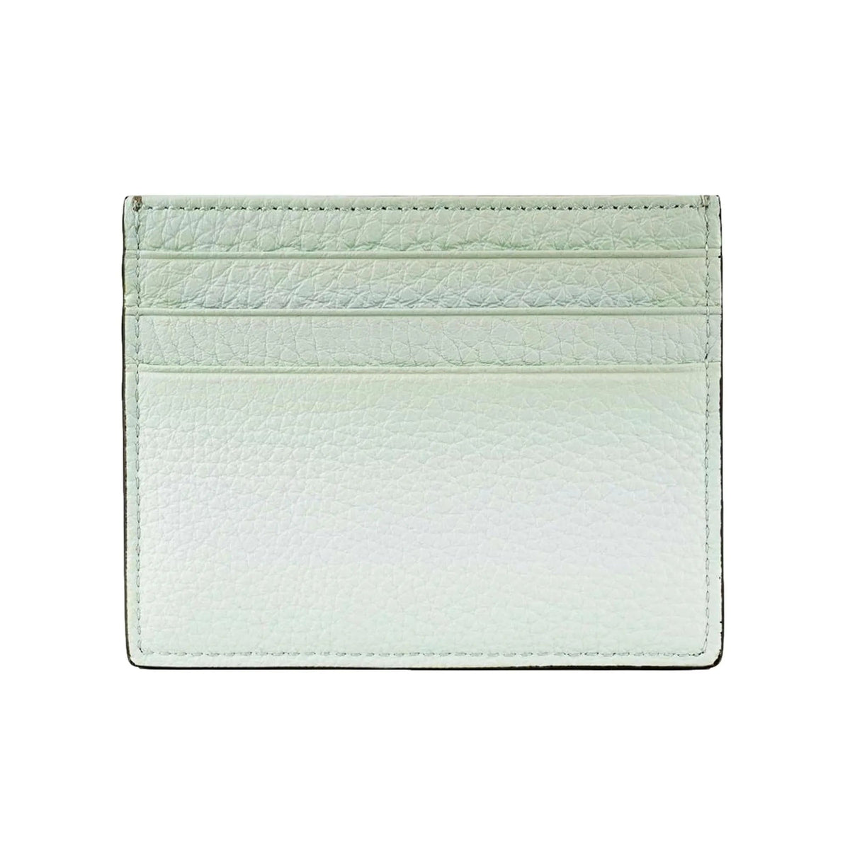 Fendi FF Logo Light Gray and Blue Pebbled Calf Leather Card Case Wallet - Wallets - Clayton's Online Store