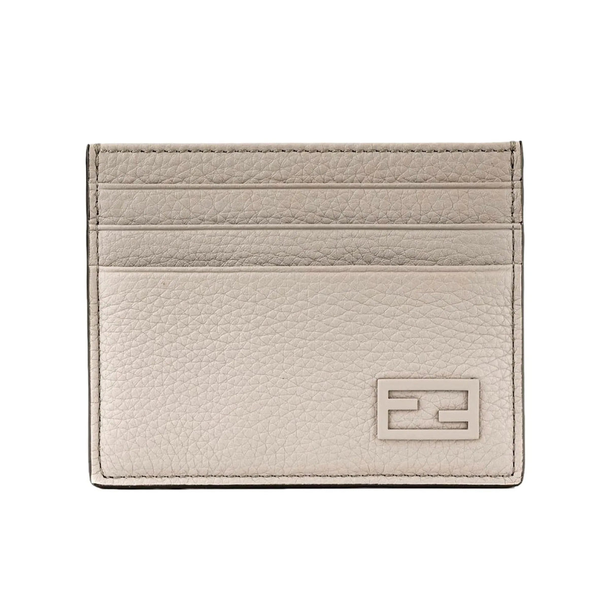 Fendi FF Logo Light Gray and Blue Pebbled Calf Leather Card Case Wallet - Wallets - Clayton's Online Store