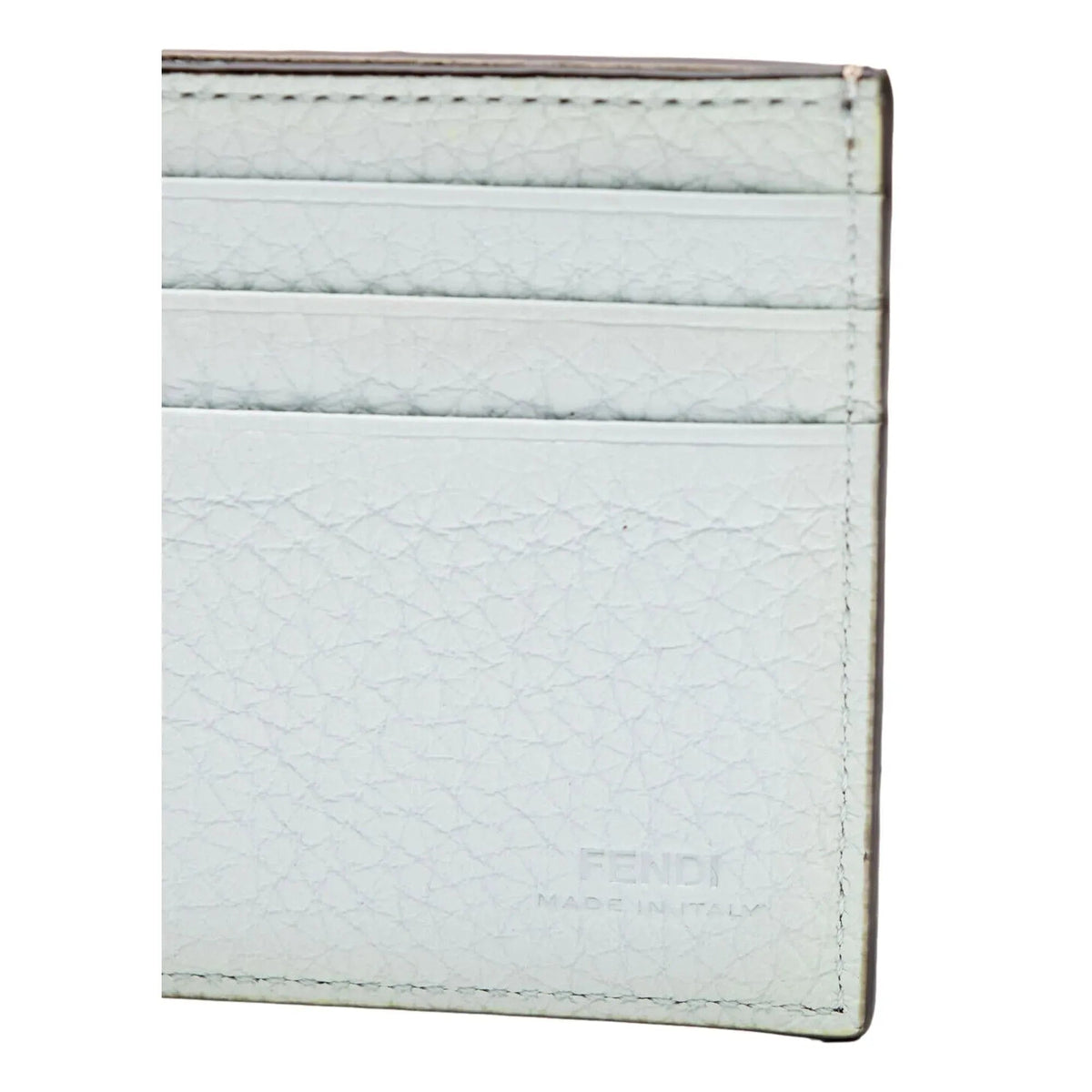 Fendi FF Logo Plaque Light Gray Pebbled Calf Leather Bifold Wallet - Wallets - Clayton's Online Store