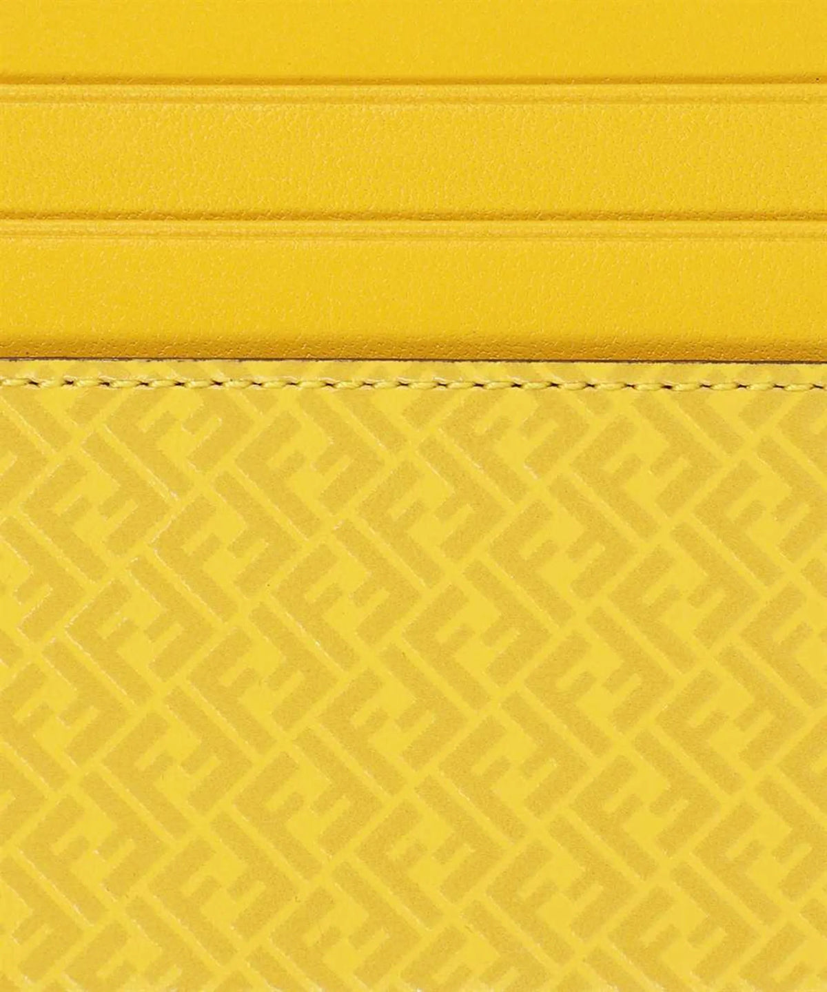 Fendi FF Logo Print Sunflower Yellow Leather Card Case