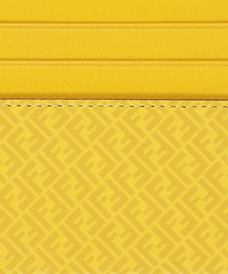 Fendi FF Logo Print Sunflower Yellow Leather Card Case - Wallets - Clayton's Online Store