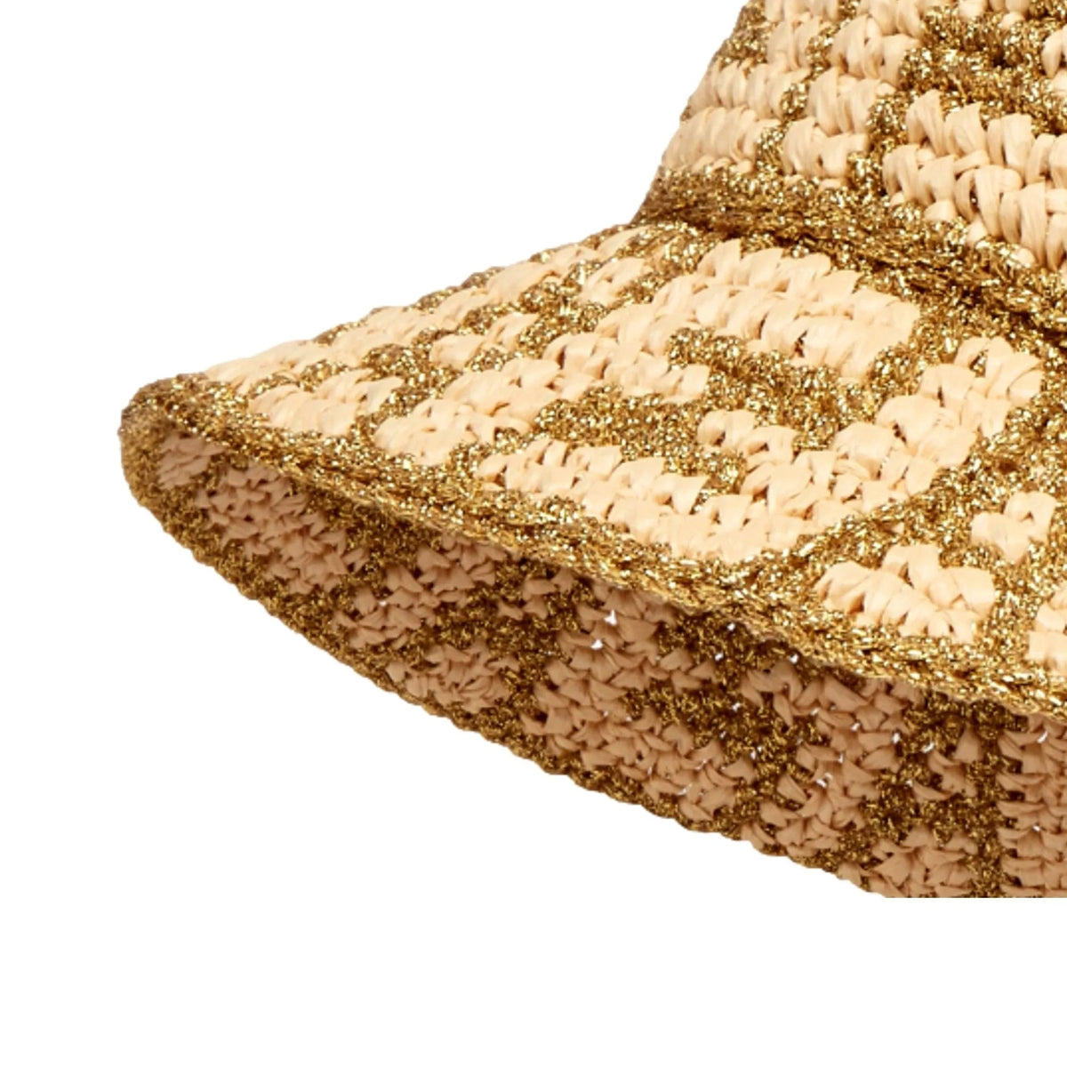 Fendi FF Motif Woven Metallic Gold and Natural Raffia Crochet Bucket Hat - Hats - Clayton's Online Store