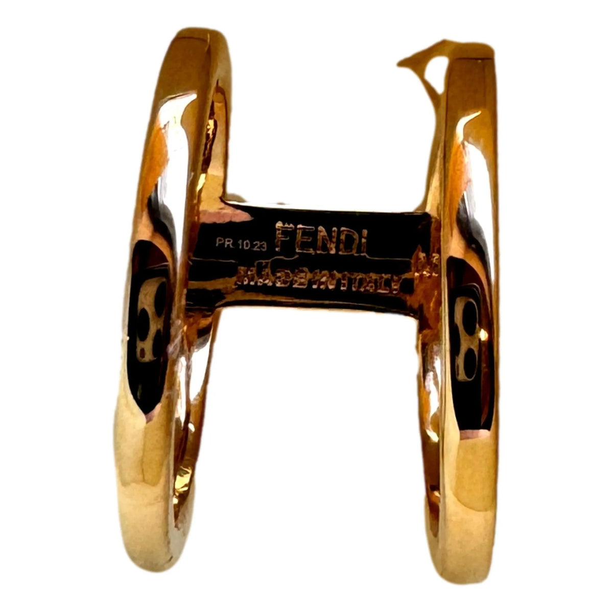 Fendi FF Oro Soft Logo Black and Gold Ring Medium - Jewelry - Clayton's Online Store