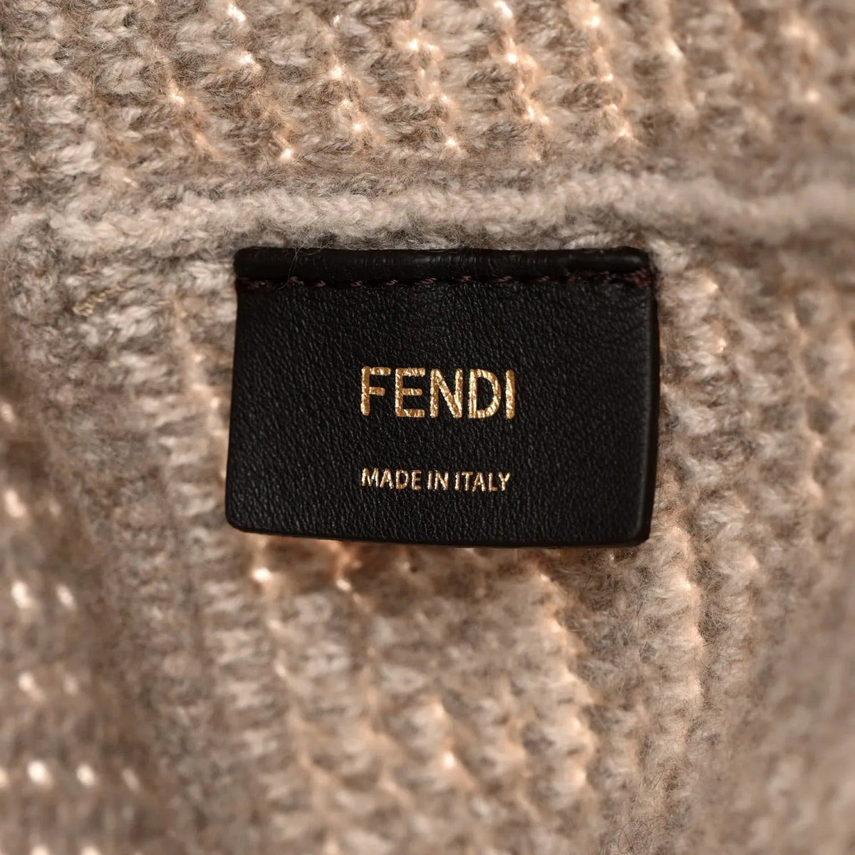 Fendi FF Tortora Gray Knitted Cashmere Wool Large Shopper Tote Bag - Handbags - Clayton's Online Store